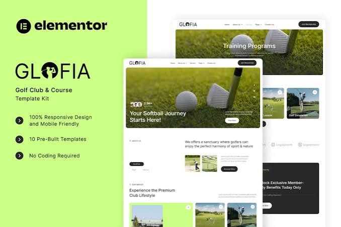 Glofia – Golf Club & Golf Course Elementor Template Kit